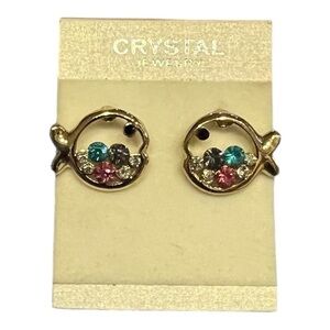 Fish Crystal Gold Earrings